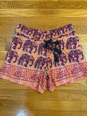 Anthropologie Elephant Lightweight Loungewear Shorts Orange/Red -Size XS Pockets